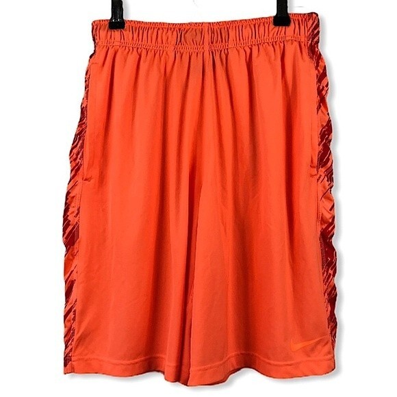 Nike Men's Basketball Shorts Digital Rain Embossed Active Gym Orange S 588581 - Picture 1 of 12